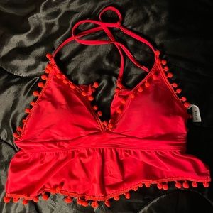 SHEIN Plus Red Halter Bikini Top